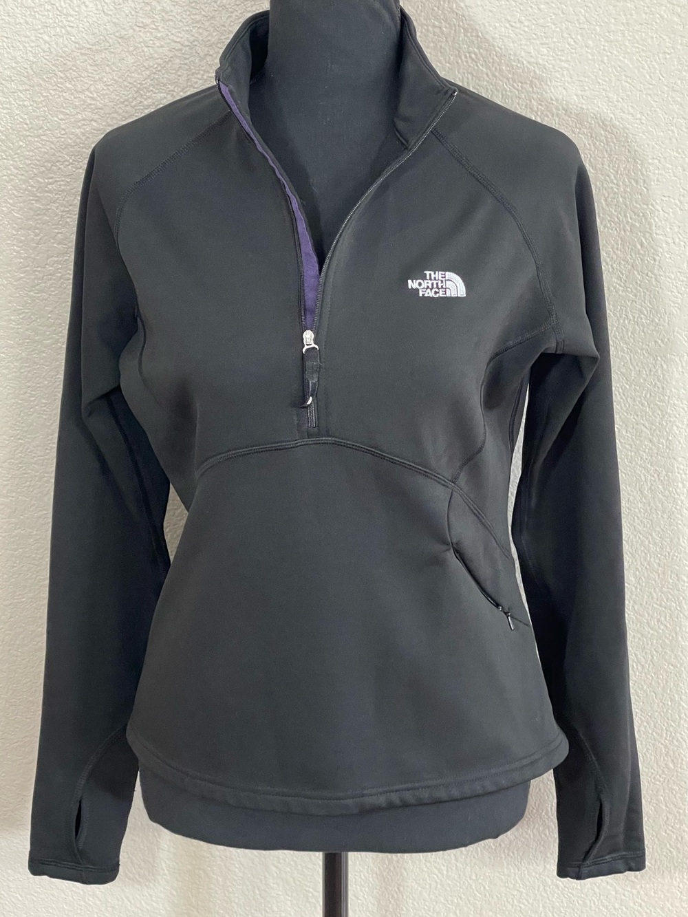 The North Face Black Half-Zip Pullover with Purple Trim Women’s Size Medium